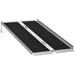 HOMCOM 5ft Portable Wheelchair Ramp Aluminum Threshold Mobility Single-fold for Scooter with Carrying Handle