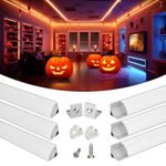 Muzata 6-Pack 3.3FT/1Meter V Shape LED Aluminum Channel System with Milky White Cover Aluminum Channel System Profile for LED Strip Lights Diffuser Under Cabinet Wall Lighting V1SW WW 1M