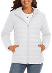 TACVASEN Womens Jacket Lightweight Puffer Down Jacket Long Sleeve Hooded Jacket Zip up Pockets Quilted Winter Coat,White XXL