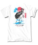 Riot Society Men's Short Sleeve Graphic Fashion T-Shirt, Crane Skeleton Tokyo (White), Medium