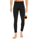 SIMIYA Thermal Underwear Mens Long Johns, Thermal Leggings Bottoms for Men, Fleece-Lined Base Layer Trousers for Daily Wear, Winter Outdoor (Black,S/M)