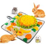 20" × 20" Rabbit Foraging Mat with Fixing Handle- Machine Washable Polar Fleece Pet Snuffle Pad Funny Interactive Nosework Feeding Mat Treat Dispenser for Rabbits Bunny Guinea Pigs Ferrets Chinchillas