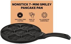 Kitchenfun Blini- Nonstick Mini Pancake Maker - Cast Aluminum Non Toxic Crepe Maker, PFAS Free, Non Stick Frying Pans, Cooking Pan Set for 7 Smiley Small Pancakes, Nonstick Pan, Egg Pan