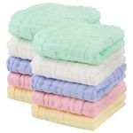 AIDEA Baby Washcloths-10 Pack, Soft Muslin Baby Towels, 100% Cotton Baby Bath Face Towels, Super Absorbent Burp Cloths for Newborn Essentials, 10"x10"