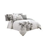 7 Piece Cotton Queen Comforter Set with Floral Print