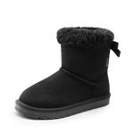 DREAM PAIRS Girls Boots Kids Winter Warm FuzzyChic Kid's Bow Snow Ankle Bow Boots for Toddler/Little Kid,Size 12 Little Kid,Black,SDSB2409K