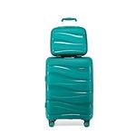 Kono Suitcase Sets of 2 Piece Lightweight Carry On Hand Cabin Luggage Polypropylene Hard Shell Suitcase with 4 Wheels Travel with Beauty Case