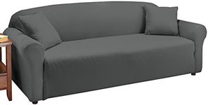 Collections Etc Jersey Stretch Slipcover Furniture Protector, Grey, Sofa