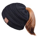 Bluetooth Beanie Hat, Ponytail Bluetooth Hat for Women, Hands-Free Knit Music Hats with Headphones Upgrade Bluetooth 5.0, Specil Design for Girl&Women,Comfort and Warm Material Black…