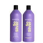 Matrix So Silver, Purple Shampoo And Conditioner Set, to correct yellow undertones on Blonde, Grey and Silver Hair, Total Results
