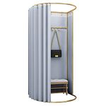 Standing Fitting Room with Shade Curtains, Portable Temporary Simple Dressing Room for Clothing Shop, Centre Mall and Office, Privacy Protection Changing Room, 200 x 100 x 95 cm (Silver)