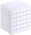 Homaxy 100% Cotton Terry Kitchen Towels(White, 13 x 28 inches), Checkered Designed, Soft and Super Absorbent Dish Towels, 6 Pack