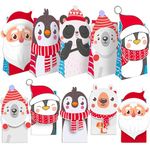 24 Christmas Die-Cut Flip Over Gift Treat Paper Bags for Holiday Party Treats, Pastries, Cupcakes, Cookies Goodie, Donuts Xmas Gift-Giving Bag