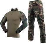 Men's Tactical Suit Combat Shirt and Pants Set Long Sleeve Ripstop Multicam Airsoft Clothing Woodland BDU Hunting Military Uniform, Jungle Camo, S