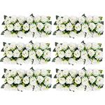 BLOSMON Wedding Table Flower Centerpiece: Floral Centerpieces for Dining Tables Runner 6 Pcs White Artificial Rose Flowers Arrangements for Party Kitchen Living Room Reception Table Decor