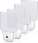 DEWENWILS Plug-in LED Night Light with Light Sensor, Auto Dusk-to-Dawn Sensor, Led Night Lights for Bathroom, Hallway, Bedroom, Living Room, Flat Clear Design, Daylight, UL Listed, 4Pack