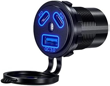 Thlevel 12V Type C USB Outlet Quick Car Charger Socket Dual Port Type C Fast Charger Socket Power Waterproof 12V / 24V Marine Boat Motorcycle Truck