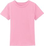 MOMBEBE COSLAND Boys and Girl Pink Shirts Kids Short Sleeve Cotton T-Shirts, Pink, Small