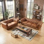 CLAUDIA FURNITURE Chesterfield Sofa, 3+2= 5 Seater Leather Sofa Set for Living Room Home & Office Clour (Brown, 3+2)