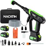 1000PSI Cordless Pressure Washer, 21V 4.0Ah Battery-Powered Brushless Motor Power Washer with 6-in-1 Nozzle, 5 Gear Pressure, Tap Adapter for Car Washing, Patio, Fence, Driveway, Outdoor Cleaning