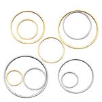 100Pcs Round Earring Beading Hoop Charms,5Sizes Earring Finding Open Bezels Linking Rings Beading Hoop Charms Earrings Pendant for DIY Craft Jewelry Making,Earring Necklace,Crafts Supplies