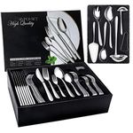 JIALONGDA 48-Piece Cutlery Set, Stainless Steel Flatware Set with 8-Piece Utensil Set, Table Knife/Dinner Spoon & Fork/Teaspoon/Salad Fork, Service for 8