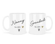 UNIQUEPGIFTS Nanny and Grandad Gifts, Nanny and Grandad Mugs Established 2024, Grandparents Gifts, Gift for Grandparents 2024, 11 Oz White Mug Set (Nanny & Grandad Set Est. 2024 (2 Mugs))