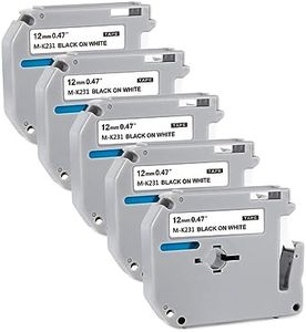 M Tape M-K231 Compatible with Brother PTouch Label Maker Tape Refills, 12mm 0.47'' White MK231 M-K231S Replace for Brother PT-M95 PT-65 PT-80 PT-70 PT-45 PT-90 Black on White, 5 Pack