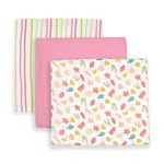 TIDY SLEEP 100% Cotton New Born Baby Muslin Swaddle Wrapper | Newborn Little Finder Soft Blanket for 0-6 Months |Pack of 3|100 cm x 100 cm (Shell-Pink-Pink Strips)