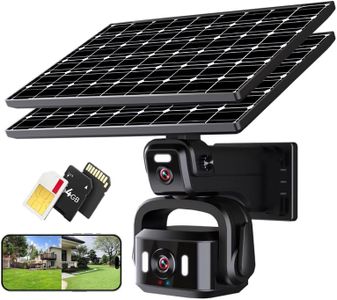 Neye 4G Cellular Security Camera 4K, Wireless Solar Outdoor Camera Dual Lens Bullet-PTZ Cam 360° View, AI Tracking, Built in SIM Card with 64g sd Card,Two Solar Panels,12000mah Battery