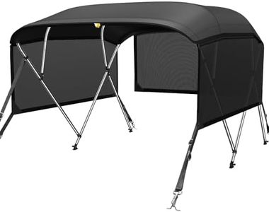 KAKIT Bimini Tops with 3 Mesh Sides (4 Bow 8'L x 54" H x 67"-72" W,Black)