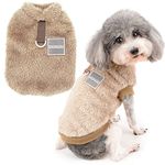 Zunea Fleece Dog Jumper Winter Warm Sweater Jumpers for Small Dogs Soft Fuzzy Puppy Clothes with D-Ring for Harness Leash Pullover Jacket Coat Cold Weather Pet Girl Boy Chihuahua Cats Apparel Brown S