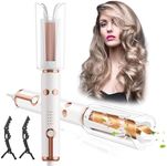 Automatic Curling Iron - 1.1'' Automatic Hair Curlers with 5 Temps & Timer, Anti-Tangle and Dual Anti-Scald, Fast Heating Iron for Hair Styling