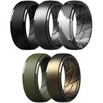 ThunderFit Silicone Wedding Ring for Men, Breathable with Air Flow Grooves - 10mm Wide - 2.5mm Thick (Black, Gunmetal A, Grey Camo, Olive Green, Men Bronze - Size 10.5-11 (20.6mm))