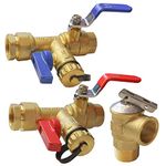 Hourleey 3/4 Inch IPS Isolator Tankless Water Heater Service Valve Kit, with Pressure Relief Valve, Clean Brass