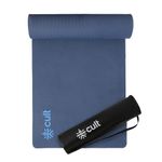 CULT TPE Yoga Mat 10mm Extra Thick with Carry Strap and Bag– Non-Toxic, Latex-Free, Anti-Slip, Tear-Resistant & Lightweight – Superior Cushioning for Joint Support, Meditation & Home Workouts- Navy