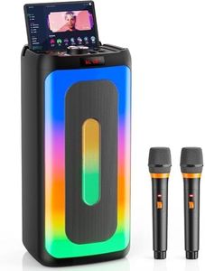 HWWR Karaoke Machine with 2 Wireless Microphones, Portable Bluetooth Karaoke Speaker for Adults & Kids, PA System Speaker for Gatherings,Home Party,Outdoor,Camping, Support USB/TF Card/AUX in