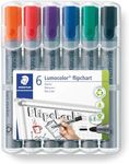 Staedtler Lumocolor Flipchart Markers with Bullet Tip, Assorted (Pack of 6)