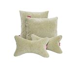 Elegant Polyester Suede Cu09 Beige Car Seat Neck Rest Pillow And Cushions (Set Of 4)