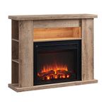 FLAMME 43" Lipson Electric Fireplace Suite Rustic Light Oak Colour with Storage Shelves Includes 2000w Heater with Glass Fronted Flame Effect, Remote Control