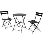 Grand patio Bistro Set 3 Pieces, Garden Furniture Set, Folding 2 Chairs and 1 Table, Weather-Resistant, Patio Table Chairs for Balcony,Yard, Garden (Black)