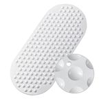 WELTRXE Bathtub Mat Bathroom 88x40cm Long Oval Vinyl Shower Mats Anti-Slip Anti-Mould Bath Tub Mat with 205 Suction Cups Soft Durable Safety for Elder Children Pets, Solid White