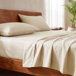 LANE LINEN 100% Organic Cotton Bedsheet Set for Super King Bed - Oeko-TEX Certified, Soft, Breathable & Comfortable Fabric, Machine Washable, Includes 1 Flat Sheet & 2 Pillow Covers - Ivory