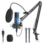 MAONO Condenser USB Microphone, Professional Studio Recording Mic with 1-Touch Mute and Mic Gain Knob for PC, Singing, Podcast, Gaming, YouTube (AU-PM421 Blue)