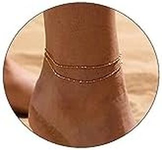 Kyerlyn Dainty Anklets for Women 18k Gold Plated Ankle Bracelets for Women Simple Chain Waterproof Gold Dot Beaded Anklet Summer Beach Gift