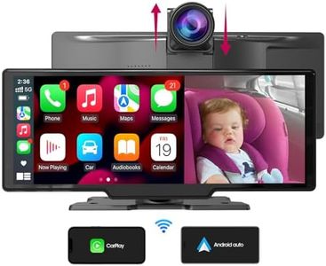 Wireless CarPlay Screen Dash Mount - Portable Android Auto Car Stereo with 2.5K Dash Cam - 10.26 Inch HD IPS Display Loop Recording Car DVR Bluetooth Mirrorlink GPS Navigation Video Receivers