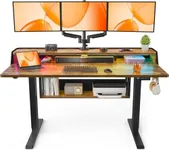 ErGear Standing Desk, 55x28 Inch Electric Standing Desk with Shelves, Height Adjustable Desk with Monitor Stand and Storage, Gaming Sit Stand Up Desk with LED Light for Home Office, Vintage Brown