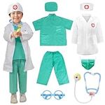 Meland Doctor Costume Kids, Dress Up Clothes for Kids with Kids Lab Coat,Toddler Girl Halloween Costume for 3-6 Boys Girls