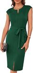 Elegant Midi Office Dresses for Women Spring Summer Sleeveless Wear to Work Dress Crewneck Bodycon Business Attire Green XL