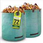 Garnen 72 Gallon Garden Waste Bags (2 Pack), Heavy Duty Reusable/Collapsible Leaf Basket Bags with 4 Reinforced Handles for Lawn Yard Pool Plant Trash Trimming Gardening Containers